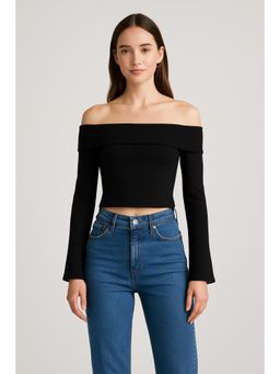 Cider - Solid Off Shoulder Crop Top