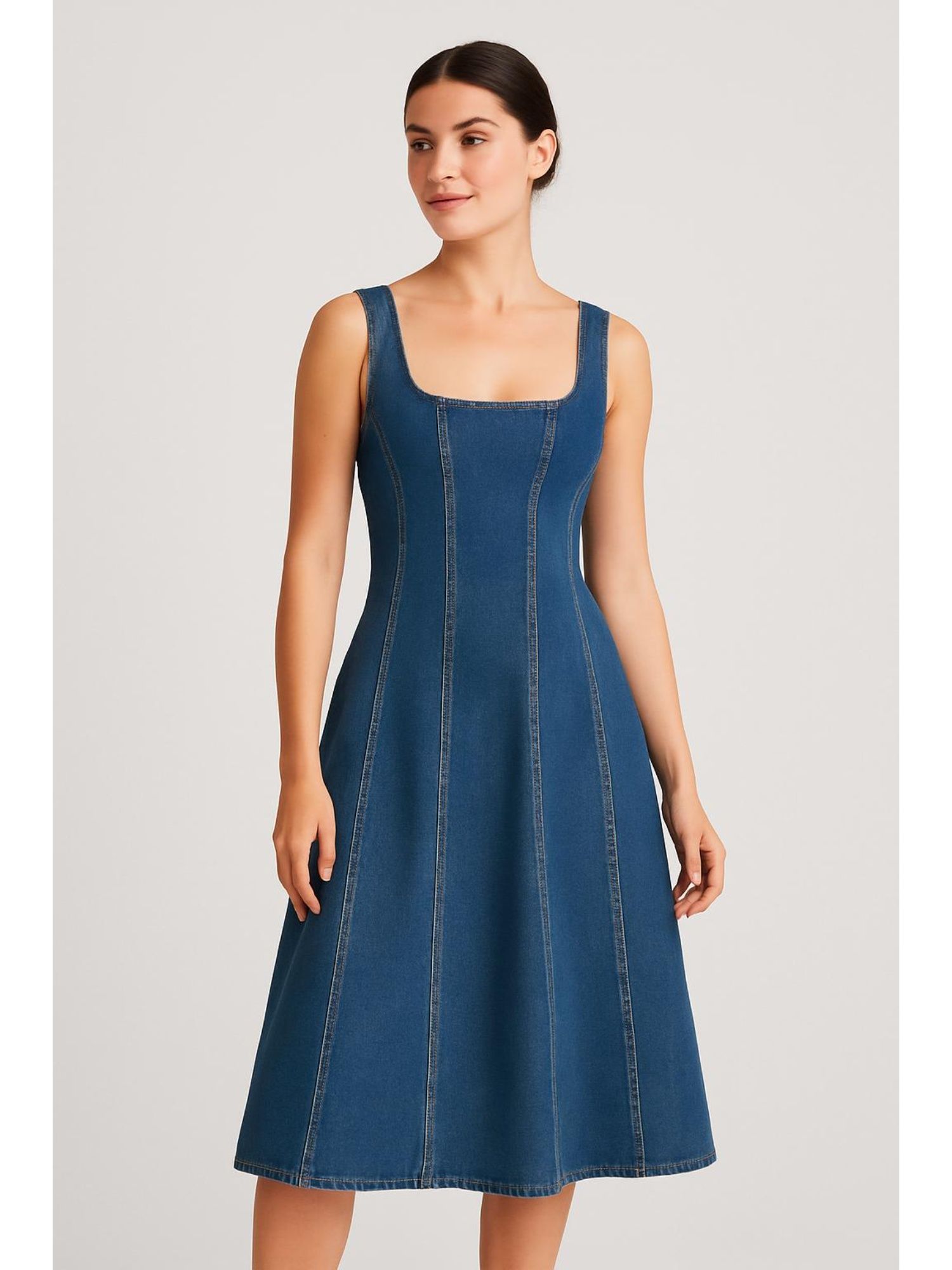 cider Blue Denim Ruffle Cami Maxi Dress-picture-20