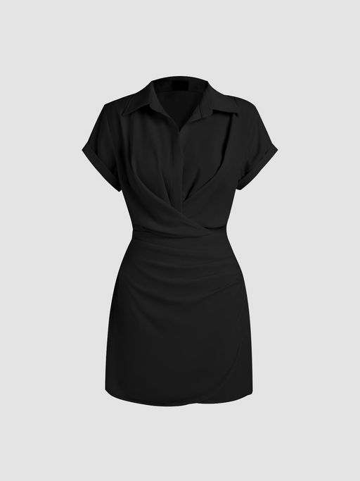 collar wrap buckle mini dress Buy Cider Black Collar Wrap Buckle Mini Dress (S) Online