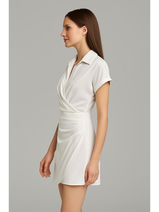 knee length dresses for ladies Bishop & Young Malone Faux Wrap Mini Dress with Chain Straps in Black Xs main image 0