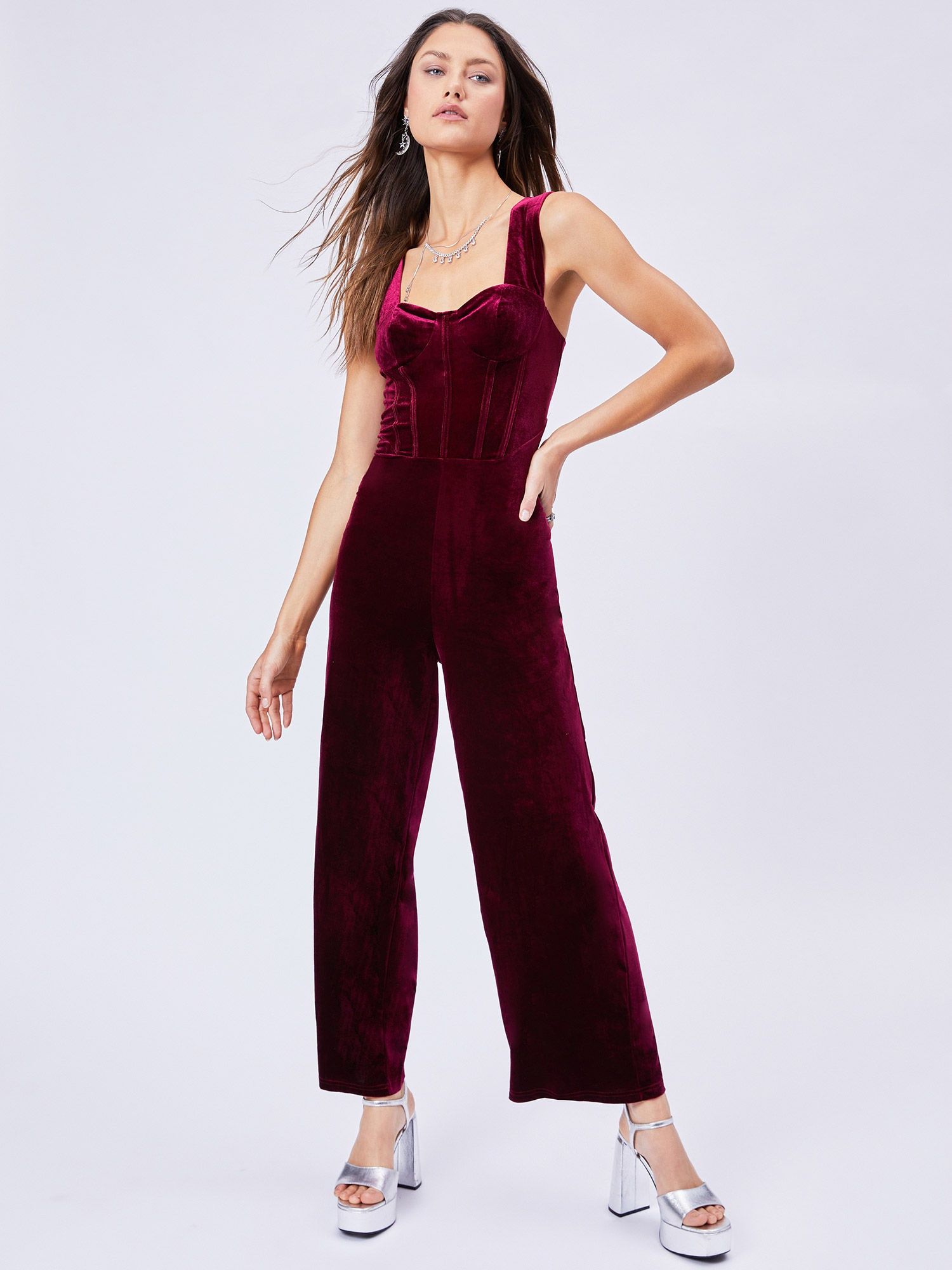 cider Velvet Retro Solid Jumpsuit-picture-40