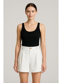 Cider - Mid Rise Solid Button Pocket Shorts