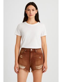 Cider - Tassels Ripped Pocket Jean Shorts Curve & Plus