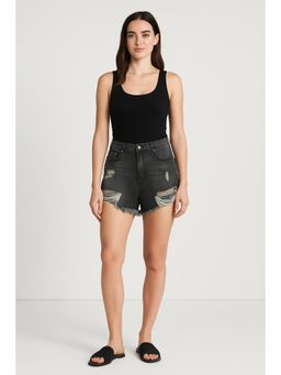 Cider - Tassels Ripped Pocket Jean Shorts Curve & Plus