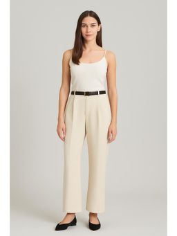 Cider - High Waist Solid Tapered Trousers with Belt Curve & Plus