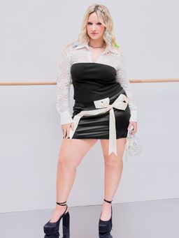 Cider - Collar Lace Floral Long Sleeve Blouse Top Curve & Plus