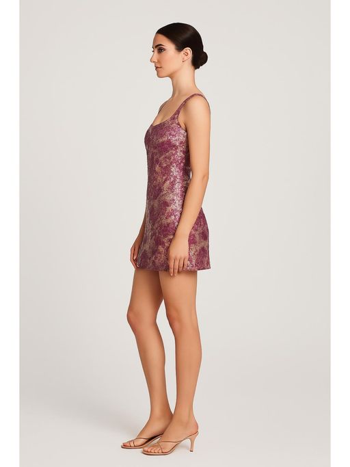 cider floral sequin dress Buy Cider Floral Sequin Scoop Neckline Split Mini Dress (XXS) Online