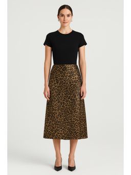 Cider - Mid Rise Leopard Ruffle Maxi Skirt