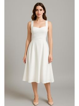 Cider - Square Neck Solid Criss Cross Ruffle Midi Dress