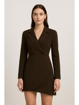 Cider - Collar Solid Button Mini Dress