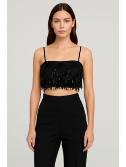 Cider - Sequins Tassel Crop Cami Top