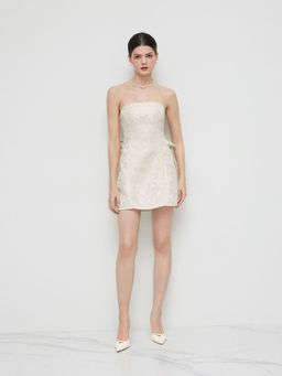Cider - Jacquard Tube Bowknot Mini Dress