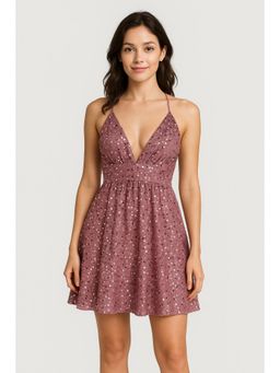Cider - Sequin V-neck Solid Backless Criss Cross Mini Dress