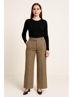 Cider - Mid Rise Houndstooth Pocket Wide Leg Trousers