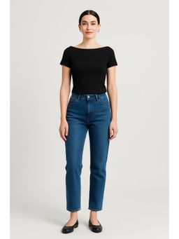 Cider - Cotton-blend Boat Neckline Solid Short Sleeve Tee