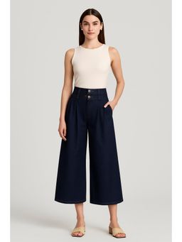 Cider - Double High Rise Solid Button Wide Leg Jeans
