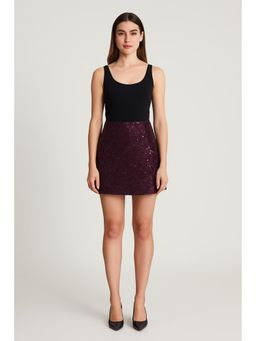 Cider - Tweed Sequin High Rise Solid Mini Skirt