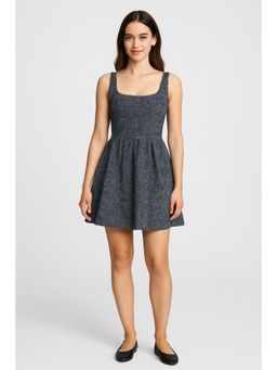 Cider - Tweed U-neckline Solid Mini Dress