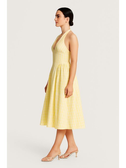 cider yellow dress Beach Day Buy Cider V-neck Gingham Knotted