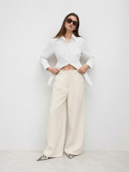 Cider - Mid Rise Pleated Pocket Straight Leg Trousers