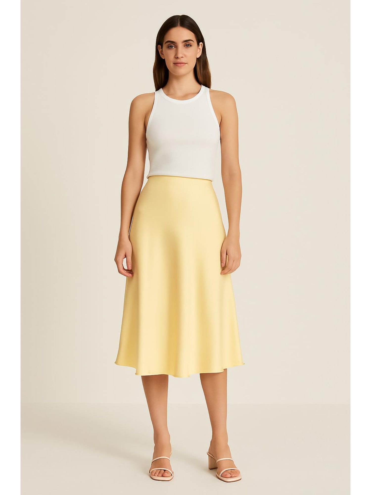 cider Satin High Rise Ruffle Midi Skirt-picture-11
