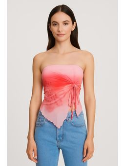 Cider - Mesh Solid O-ring Lettuce Trim Knotted Tube Top