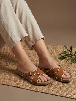 JODYHUB - Round Toe Flats Tan