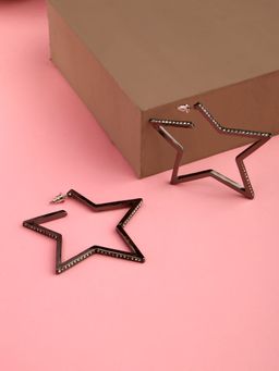 Lilly & Sparkle - Black Star Shaped Hoop Earrings