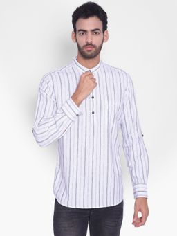 CRIMSOUNE CLUB - Mens White Striped Kurta
