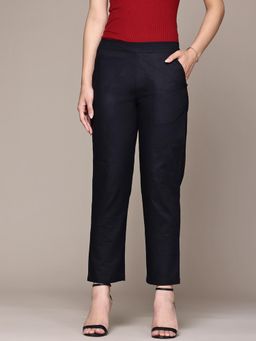 Twenty Dresses by Nykaa Fashion - Womens Black Cropped Cotton Casual Trouser
