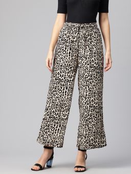 Twenty Dresses by Nykaa Fashion - Womens Black Wide Leg Printed Trouser