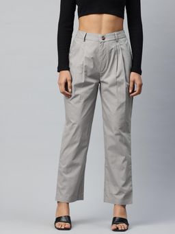 Twenty Dresses by Nykaa Fashion - Womens Steel Grey Double Pleated Korean Pant