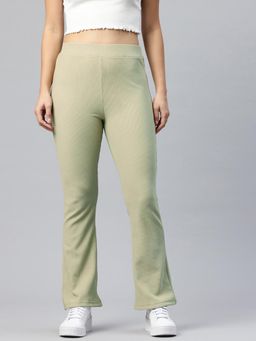 Twenty Dresses by Nykaa Fashion - Womens Ribbed Mint Green Flared Trouser