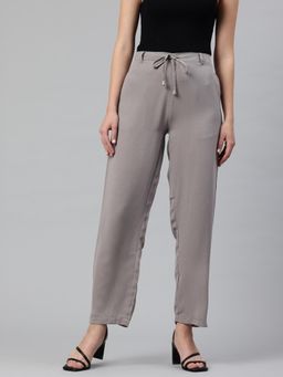 Twenty Dresses by Nykaa Fashion - Womens Solid Grey Straight Leg Flared Trouser