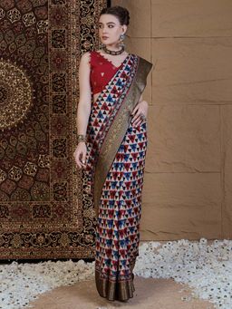 Akhilam - Women Viscose Silk Beige Printed Designer Saree with Unstitched Blouse