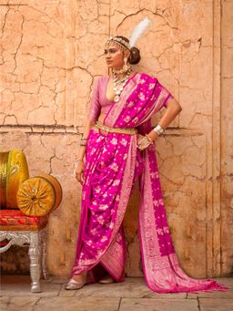 Elora - Soft Georgette all over butta work banarasi Saree (Pink)