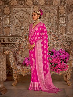 Elora - Soft Georgette butta Weaving banarasi Saree (Pink)