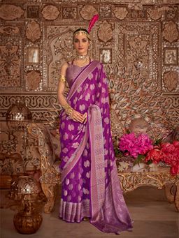 Elora - Soft Georgette butta Weaving banarasi Saree (Purple)