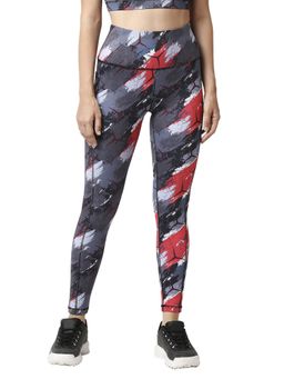 SOIE - High Waist Ankle Length Quick Dry Printed Sports Leggings With Side Pockets-Multi-Color