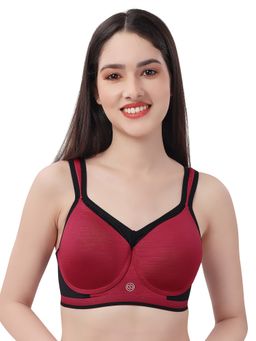 SOIE - Full Coverage High Impact Padded Non Wired Sports Bra-Crimson