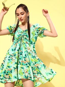 RARE - Women Casual Multi Colour Knee Length Floral Dress