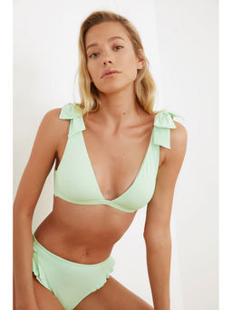 Trendyol - Mint Bow Shoulder L Bikini Top