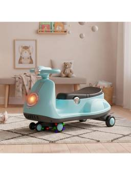 BAYBEE - Blue Gliddo Baby Swing Car - 360degree Steering LED Lights & Music