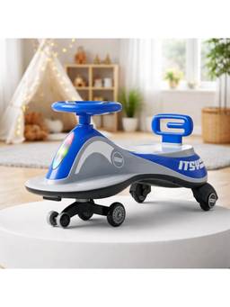 BAYBEE - Blue Pluto Baby Swing Car - RGB Lights Music & Backrest