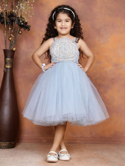 Toy Balloon Kids - Grey Knee Length Girls Party Wear Dress
