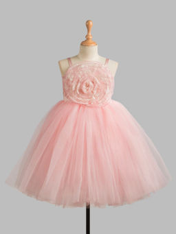 Toy Balloon Kids - Rose Pink Knee Length Girls Party Wear Dress