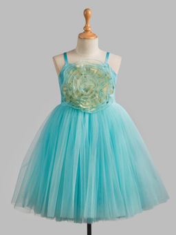 Toy Balloon Kids - Sky Blue Knee Length Girls Party Wear Dress