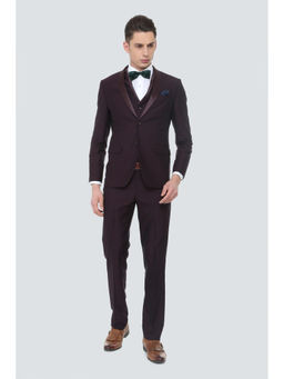 Louis Philippe - Maroon Three Piece Suit
