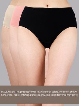 SOIE - Women High Waist Full Coverage Solid Cotton Briefs (Pack of 3)