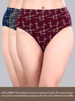SOIE - Women High Waist Full Coverage Printed Cotton Briefs (Pack of 3)